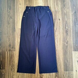 NWT Ashley Stewart Wide Leg Elastic Waist Size 14/16 Nautical Style Preppy Pants